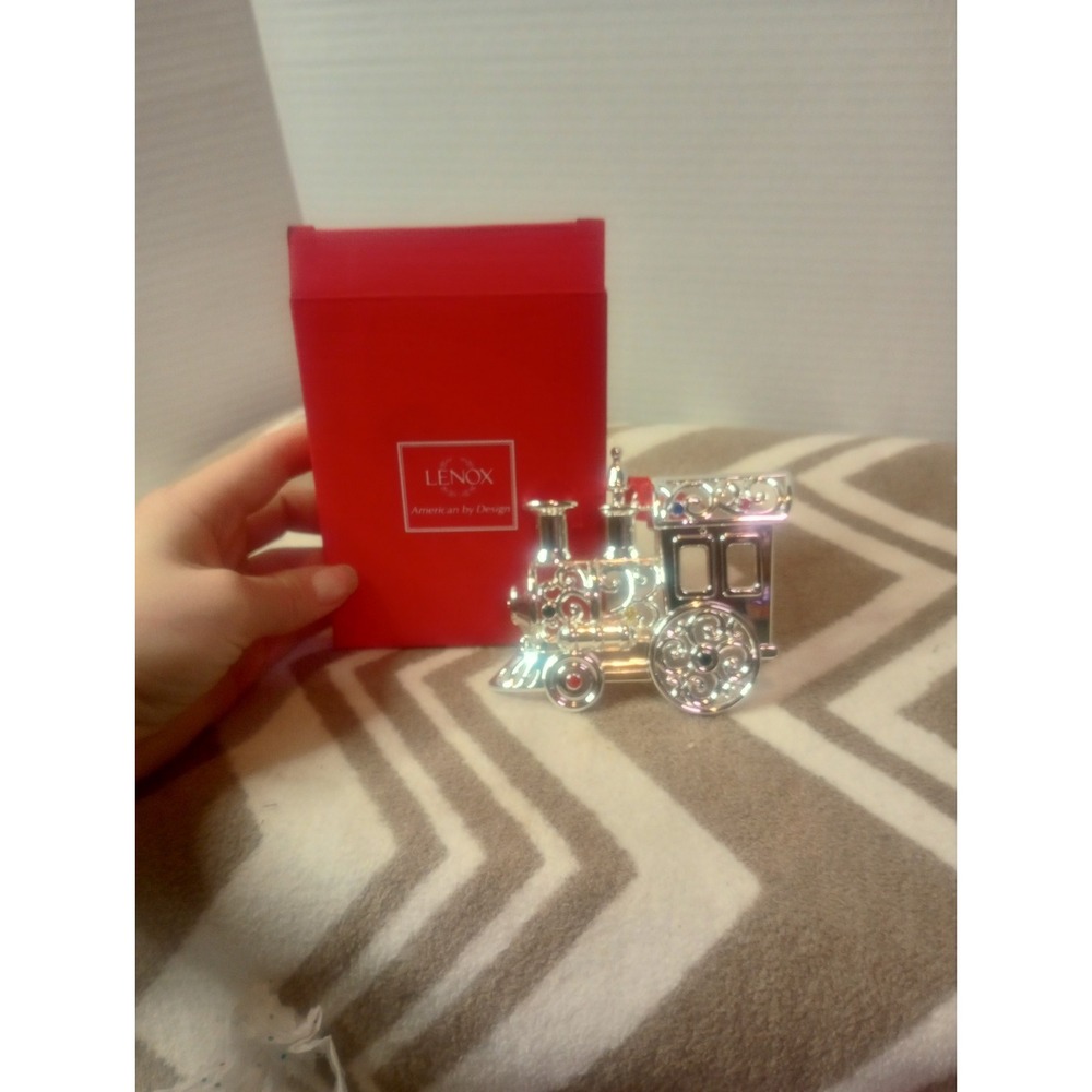 Lenox Silver plate Ornament Set 3pk Train, Gingerbread And Bells